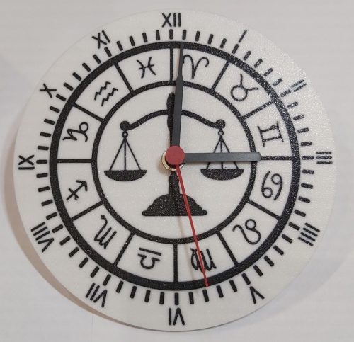 Egyedi falióra Horoszkóp MÉRLEG 175mm, óraszerkezettel. (fekete-fehér) KAPHATÓ !!!