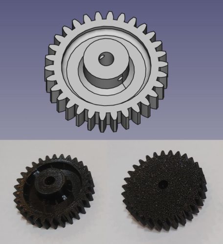 Fogaskerék M=1.5 x 30 fog x 48 mm 3D nyomtatott, UV álló, PET-G  KAPHATÓ !!!!!!