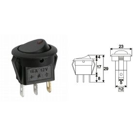   Billenő kapcsoló piros leddel 16A 12V DC (09042) KAPHATÓ !!!!!!!